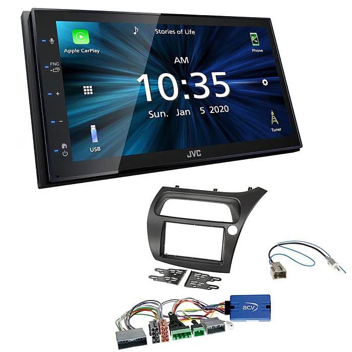 Honda Civic (2006 - 2011) JVC 6.8" Bluetooth Digital Media Car Play / Android Auto Stereo Upgrade Kit