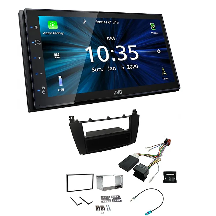 Mercedes C Class 2004 - 2007 JVC 6.8" Bluetooth Digital Media Car Play / Android Auto Stereo Upgrade Pack