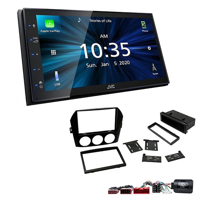 Mazda Miata, MX-5 (BOSE / Non BOSE) JVC KW-M560BT 6.8" Bluetooth Digital Media Car Play / Android Auto Stereo Upgrade Kit