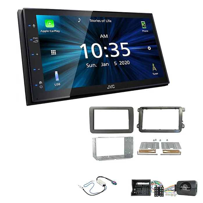 Volkswagen JVC KW-M560BT 6.8" Bluetooth Digital Media Car Play / Android Auto Stereo Upgrade Kit