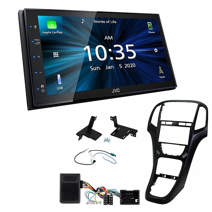 Vauxhall Astra 2010-2016 JVC KW-M560BT 6.8" Bluetooth Digital Media Car Play / Android Auto Stereo Upgrade Kit