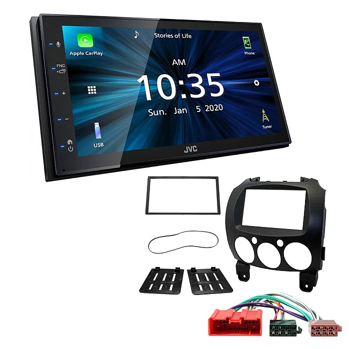 Mazda 2 2008-2014 JVC KW-M560BT 6.8" Bluetooth Digital Media Car Play / Android Auto Stereo Upgrade Kit