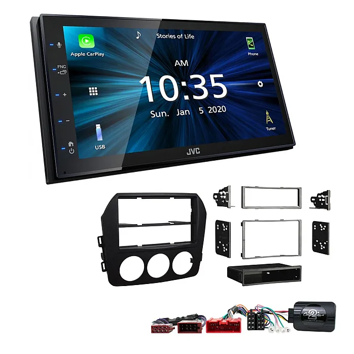 Mazda MX-5 (Bose Audio) 2009-2015 JVC KW-M560BT 6.8" Bluetooth Digital Media Car Play / Android Auto Stereo Upgrade Kit