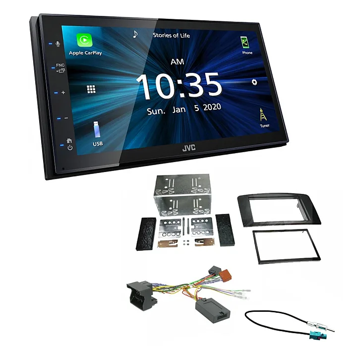 Mercedes-Benz ML JVC KW-M560BT 6.8" Bluetooth Digital Media Car Play / Android Auto Stereo Upgrade Kit