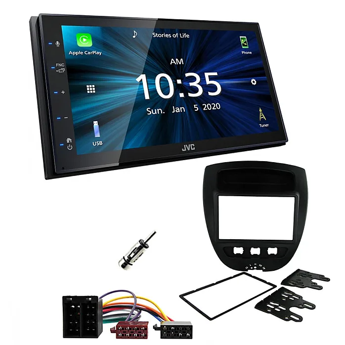 Peugeot 107 2005-2014 JVC KW-M560BT 6.8" Bluetooth Digital Media Car Play / Android Auto Stereo Upgrade Kit
