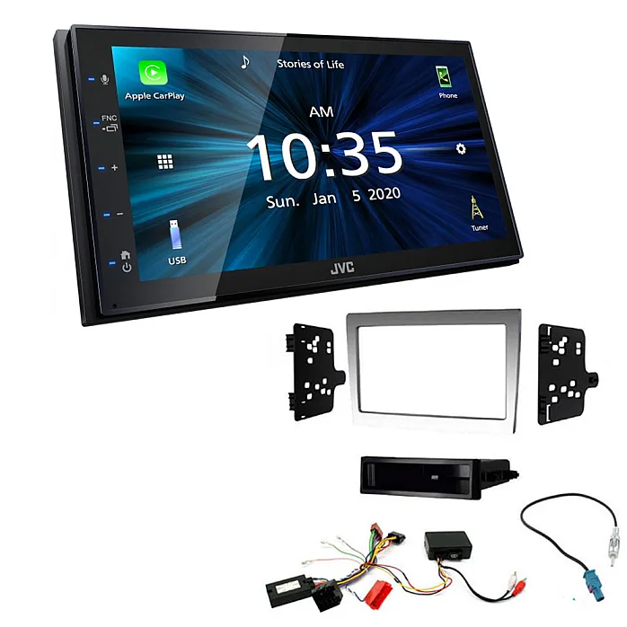 Porsche 997, Boxster, Cayman JVC 6.8" Bluetooth Digital Media Car Play / Android Auto Stereo Upgrade Kit