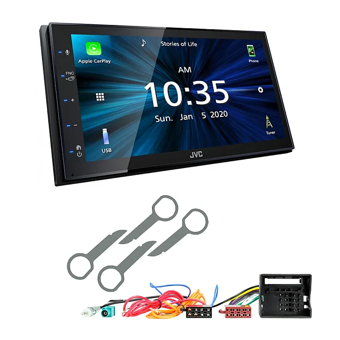 Volkswagen Transporter T5 2006-2009 JVC 6.8" Bluetooth Digital Media Car Play / Android Auto Stereo Upgrade Kit