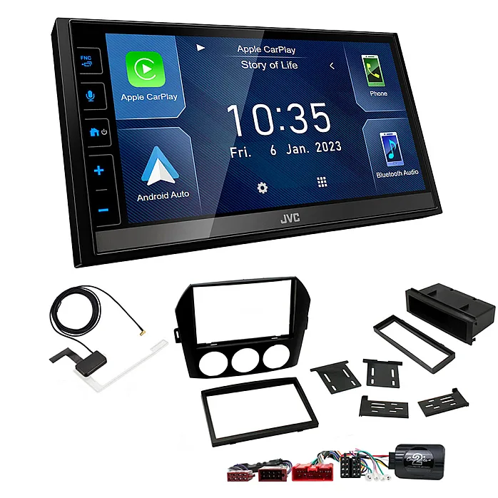 Mazda Miata, MX-5 2006-2008 (BOSE / Non BOSE) JVC 6.8" Screen USB Bluetooth Wireless CarPlay / Android Auto Stereo Upgrade Pack