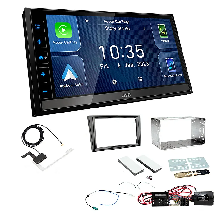 Vauxhall Astra, Corsa JVC 6.8" Screen USB Bluetooth Wireless CarPlay / Android Auto Stereo Upgrade Pack