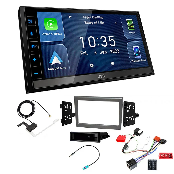 Porsche 911, Boxster, Cayman JVC 6.8" Screen USB Bluetooth Wireless CarPlay / Android Auto Stereo Upgrade Pack