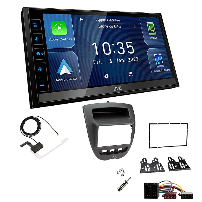 Toyota Aygo 2005 - 2014 JVC 6.8" Screen USB Bluetooth Wireless CarPlay / Android Auto Stereo Upgrade Pack