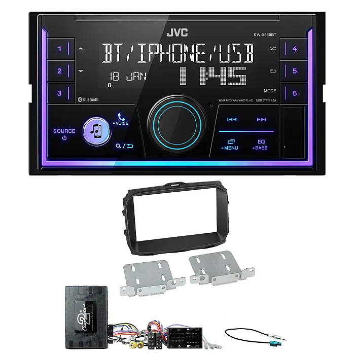 Alfa Romeo Giulietta (2014-2021) JVC Double Din Mechless USB, Bluetooth, AUX, iPod/iPhone Car Stereo Upgrade Pack