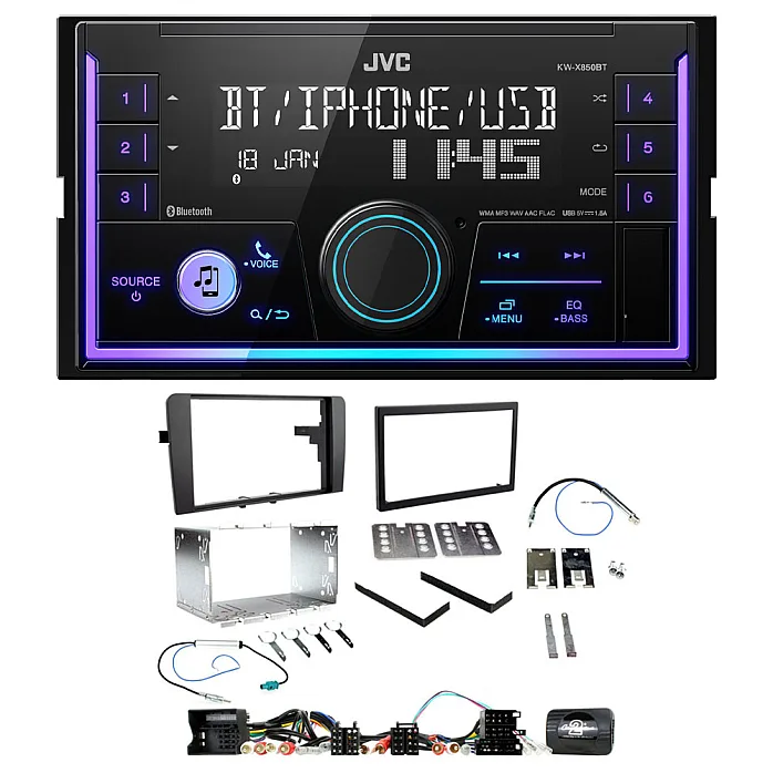 Audi A3 (2003-2012) 8P JVC Double Din Mechless USB, Bluetooth, AUX, iPod/iPhone Car Stereo Upgrade Pack
