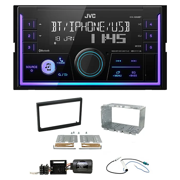 Citroen C2, C3 2005-2009 JVC Double Din Mechless USB, Bluetooth, AUX, iPod/iPhone Car Stereo Upgrade Pack