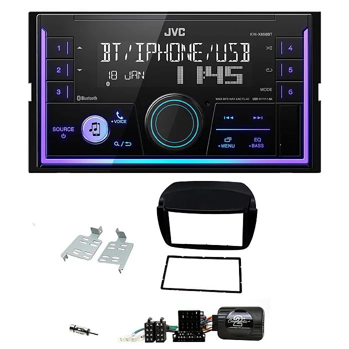 Vauxhall Combo 2012 - 2015 JVC Double Din Mechless USB, Bluetooth, AUX, iPod/iPhone Car Stereo Upgrade Pack