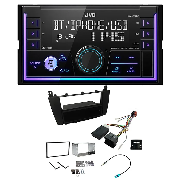 Mercedes CLC 2008 - 2011 JVC Mechless USB, Bluetooth, AUX, iPod/iPhone Car Stereo Upgrade Pack