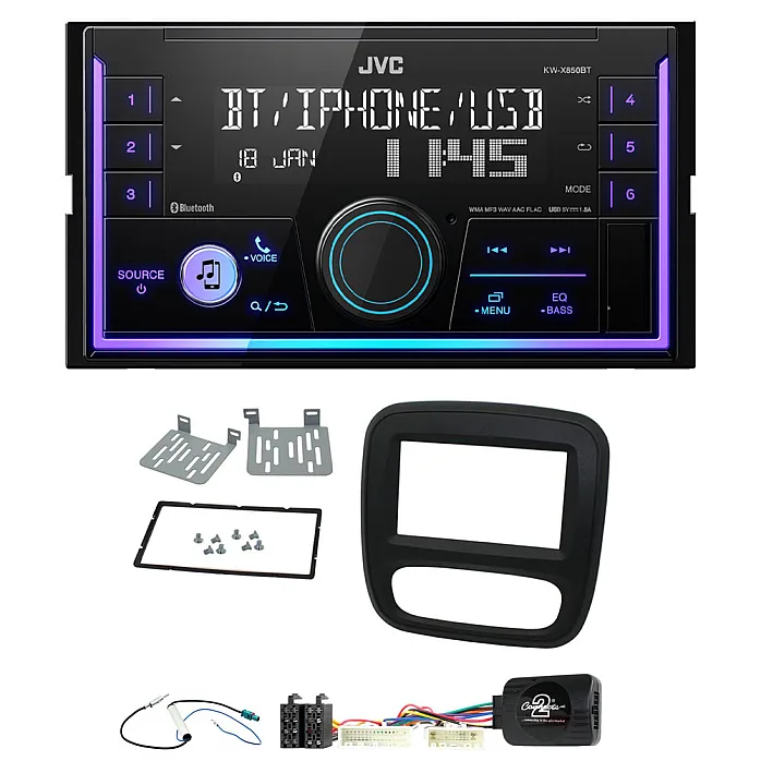 Renault Trafic 2014-2017 JVC Mechless USB, Bluetooth, AUX, iPod/iPhone Car Stereo Upgrade Pack