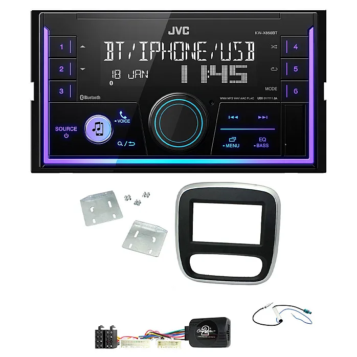 Renault Trafic 2014-2017 JVC Mechless USB, Bluetooth, AUX, iPod/iPhone Car Stereo Upgrade Pack