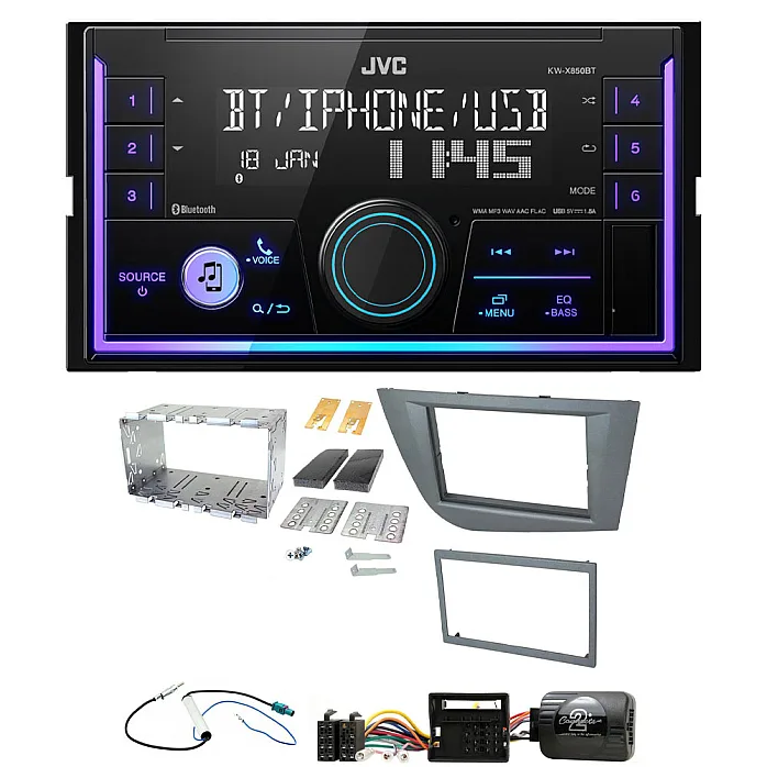 Seat Leon 2005-2012 JVC Mechless USB, Bluetooth, AUX, iPod/iPhone Car Stereo Upgrade Pack