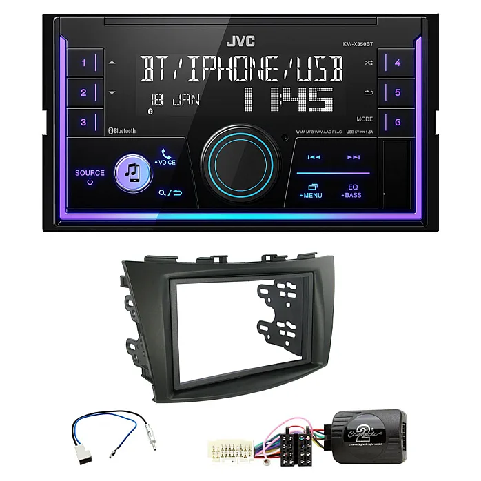 Suzuki Swift 2011-2017 JVC Mechless USB, Bluetooth, AUX, iPod/iPhone Car Stereo Upgrade Pack