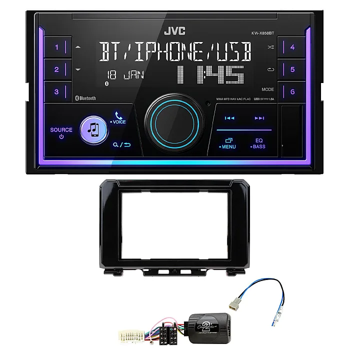 Suzuki Jimny 2018> JVC Mechless USB, Bluetooth, AUX, iPod/iPhone Car Stereo Upgrade Pack
