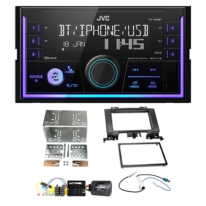 Volkswagen Crafter 2014-2017 JVC Double Din Mechless USB, Bluetooth, AUX, iPod/iPhone Car Stereo Upgrade Pack
