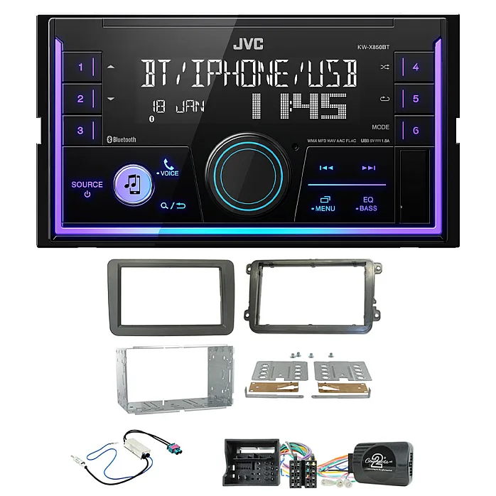VW Beetle, Caddy, Jetta, Sharan, T-6, Tiguan JVC USB, Bluetooth, AUX, iPod/iPhone Stereo Upgrade Pack