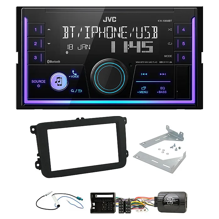 JVC Mechless USB, Bluetooth, AUX, iPod/iPhone Car Stereo Upgrade Pack For Volkswagen