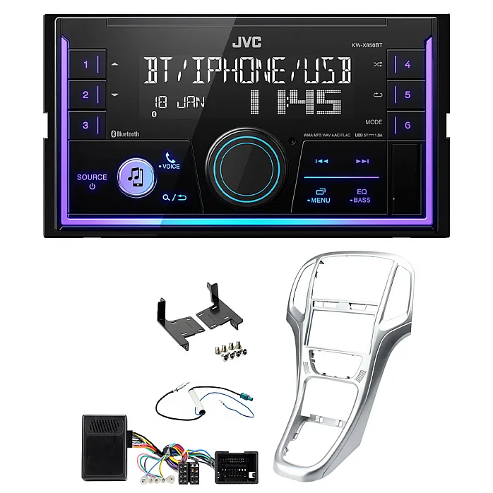 Vauxhall Astra 2010-2015 JVC Mechless USB, Bluetooth, AUX, iPod/iPhone Car Stereo Upgrade Pack