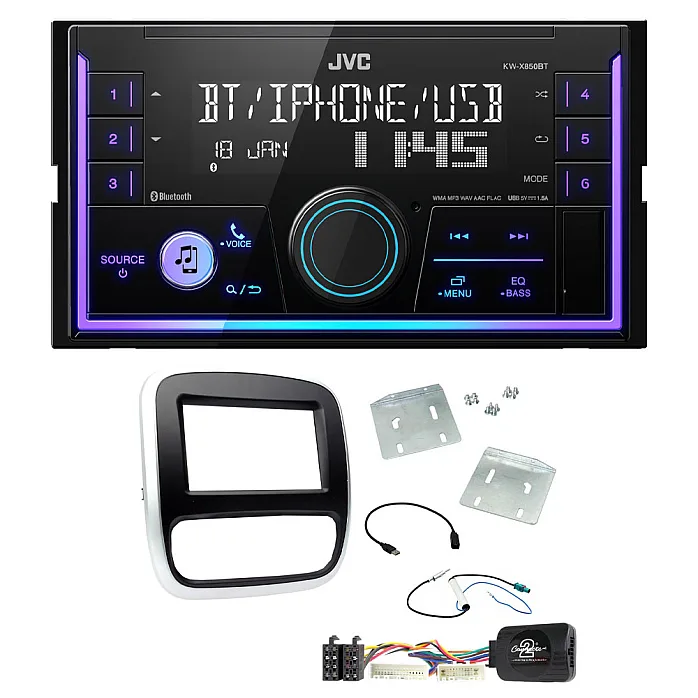 Vauxhall Vivaro 2014-2018 JVC Mechless USB, Bluetooth, AUX, iPod/iPhone Car Stereo Upgrade Pack