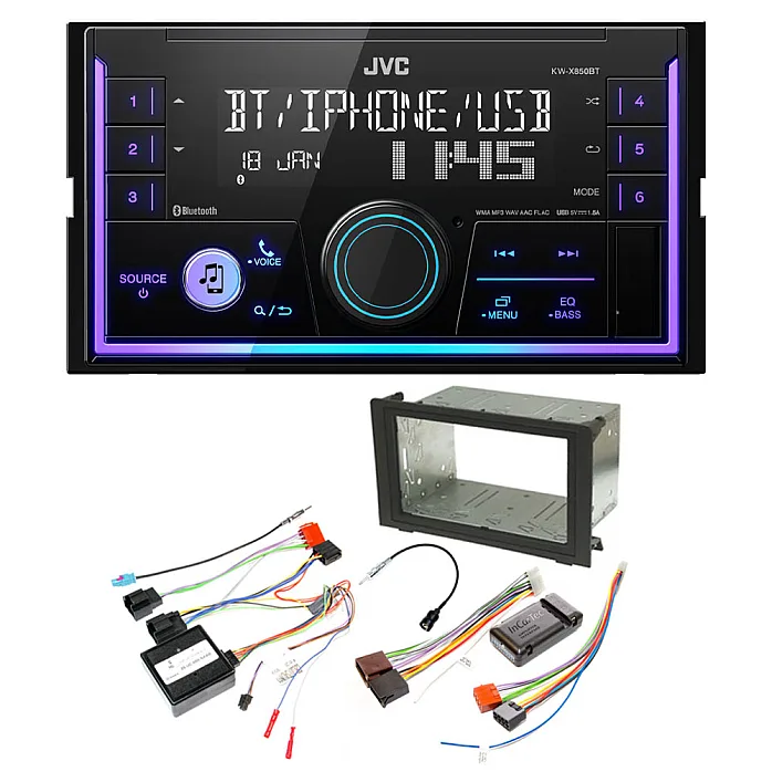 Saab 9-3 2006-2013 JVC Mechless USB, Bluetooth, AUX, iPod/iPhone Car Stereo Upgrade Pack