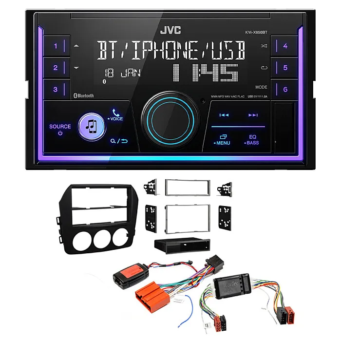 Mazda MX-5 (BOSE Audio) 2009-2015 JVC Mechless USB, Bluetooth, AUX, iPod/iPhone Car Stereo Upgrade Pack