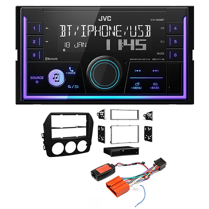 Mazda MX-5 2009-2015 JVC Mechless USB, Bluetooth, AUX, iPod/iPhone Car Stereo Upgrade Pack