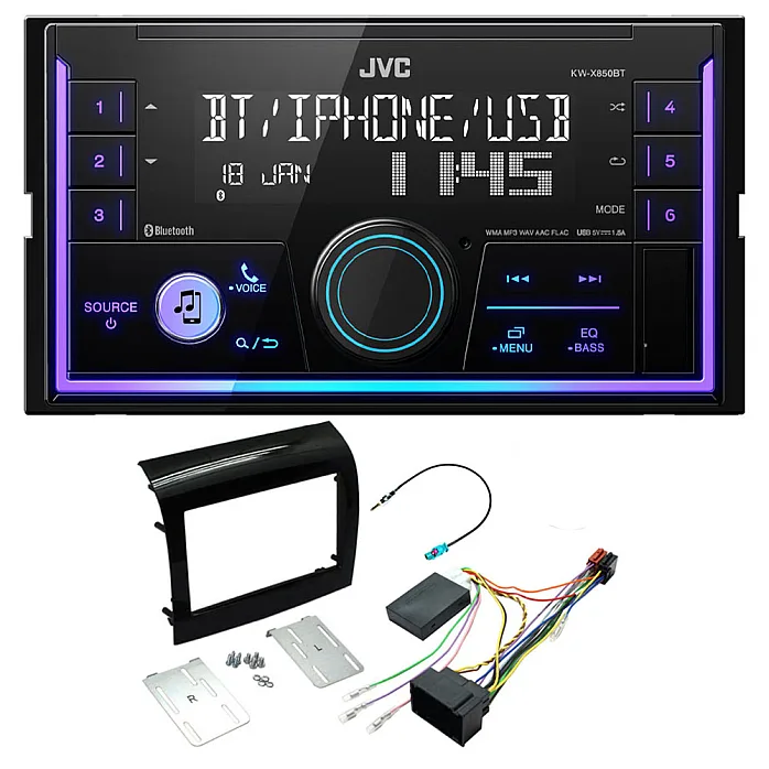 Fiat Ducato 2014-2021 JVC Double Din Mechless USB, Bluetooth, AUX, iPod/iPhone Car Stereo Upgrade Pack