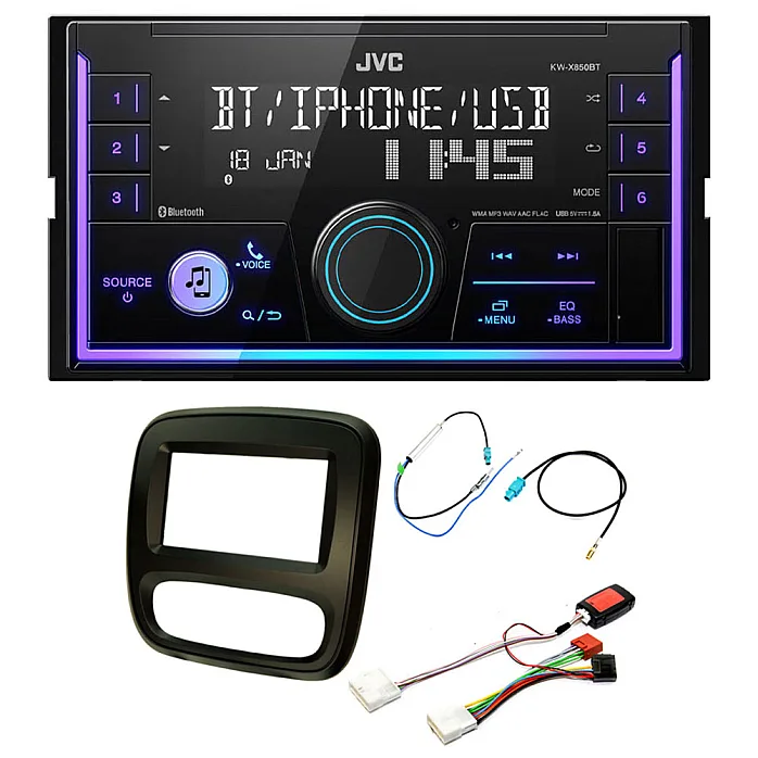 Fiat Talento 2016-2022 JVC Double Din Mechless USB, Bluetooth, AUX, iPod/iPhone Car Stereo Upgrade Pack