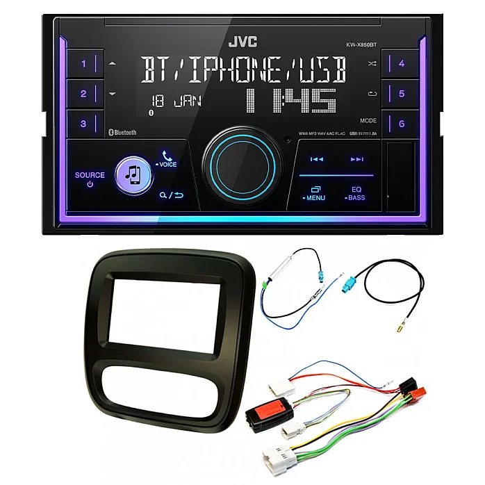 Vauxhall Vivaro 2014-2018 JVC Mechless USB, Bluetooth, AUX, iPod/iPhone Car Stereo Upgrade Pack
