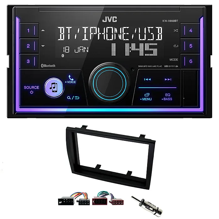 Fiat Ducato 2006 - 2011 JVC Double Din Mechless USB, Bluetooth, AUX, iPod/iPhone Stereo Upgrade Pack