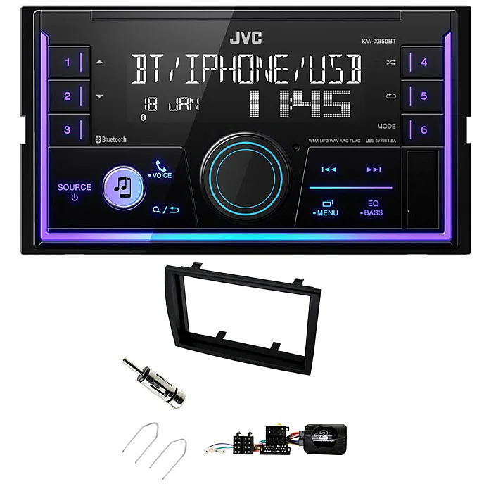 Fiat Ducato 2008 - 2011 JVC Double Din Mechless USB, Bluetooth, AUX, iPod/iPhone Car Stereo Upgrade Pack