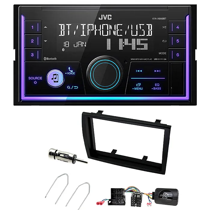 Fiat Ducato 2015 - 2020 JVC Double Din Mechless USB, Bluetooth, AUX, iPod/iPhone Car Stereo Upgrade Pack
