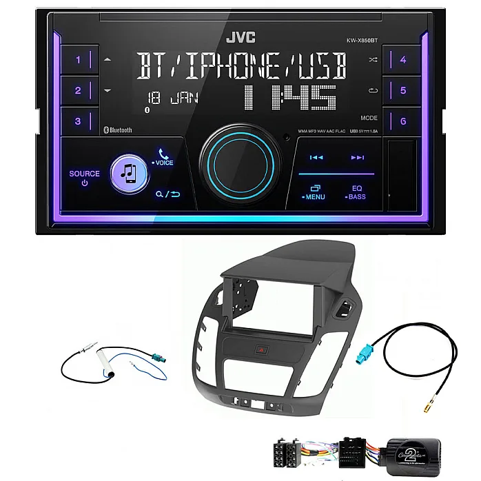 Ford Transit Connect 2019> JVC Double Din Mechless USB, Bluetooth, AUX, iPod/iPhone Car Stereo Upgrade Pack