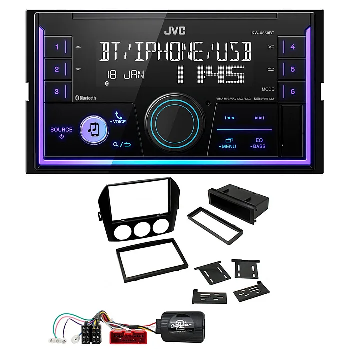 Mazda MX-5 NON-BOSE 2006-2008 JVC Mechless USB, Bluetooth, AUX, iPod/iPhone Car Stereo Upgrade Pack