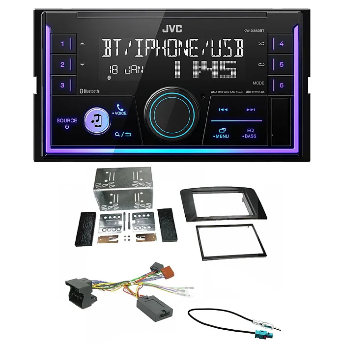 Mercedes ML 2005-2011 JVC Mechless USB, Bluetooth, AUX, iPod/iPhone Car Stereo Upgrade Pack