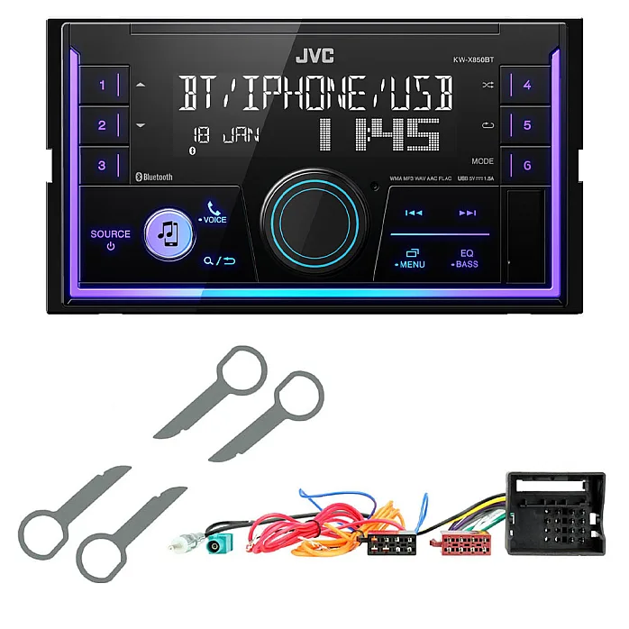 VW Transporter T5 RCD200 JVC Mechless USB, Bluetooth, AUX, iPod/iPhone Stereo Upgrade Pack
