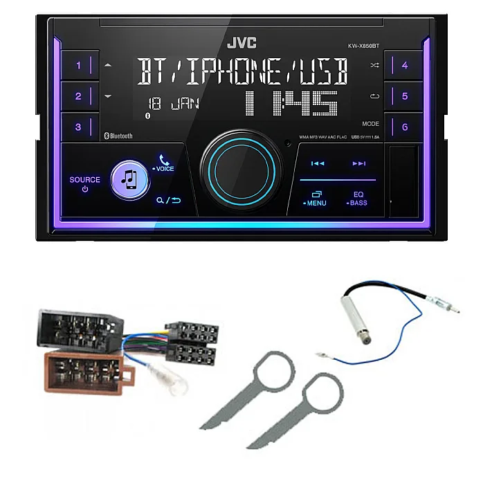 Volkswagen JVC Mechless USB, Bluetooth, AUX, iPod/iPhone Car Stereo Upgrade Pack
