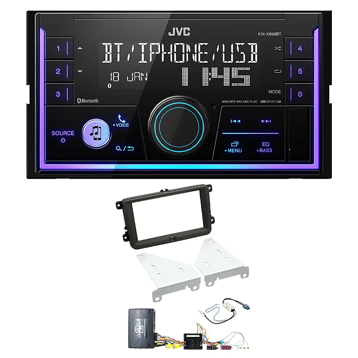 Volkswagen JVC KW-X850BT USB, Bluetooth, AUX, iPod/iPhone Car Stereo Upgrade Pack