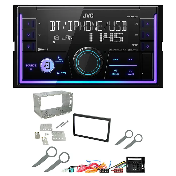 VW Polo 9N3 2005-2009 JVC Mechless USB, Bluetooth, AUX, iPod/iPhone Stereo Upgrade Pack
