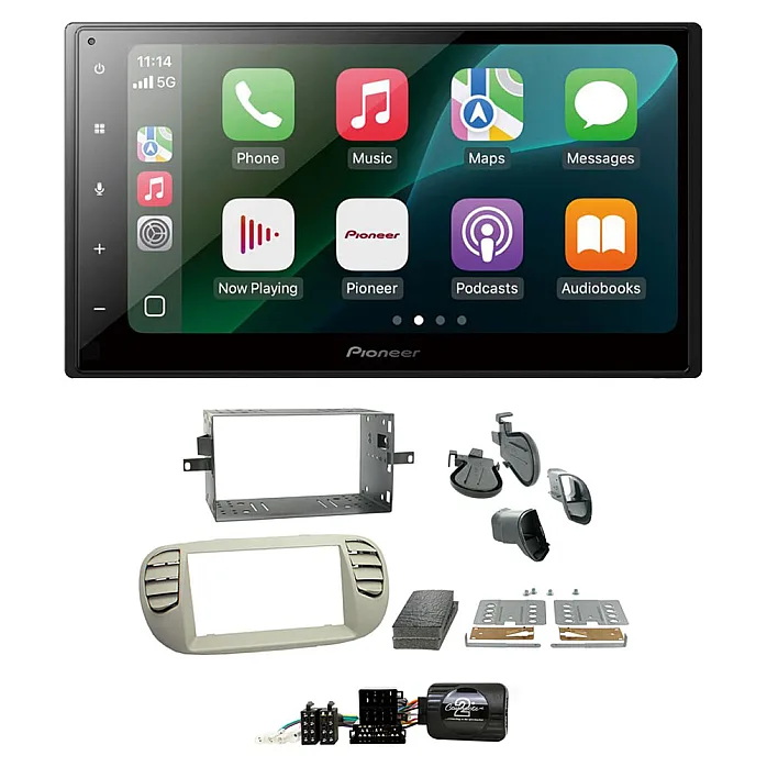 Fiat 500 2007-2015 Pioneer 6.8" Wired CarPlay / Android Auto Bluetooth Stereo Upgrade Pack