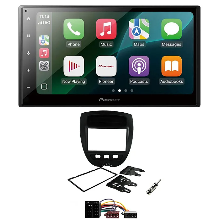 Peugeot 107 2005 - 2014 Pioneer 6.8" Wired CarPlay / Android Auto Bluetooth Stereo Upgrade Pack