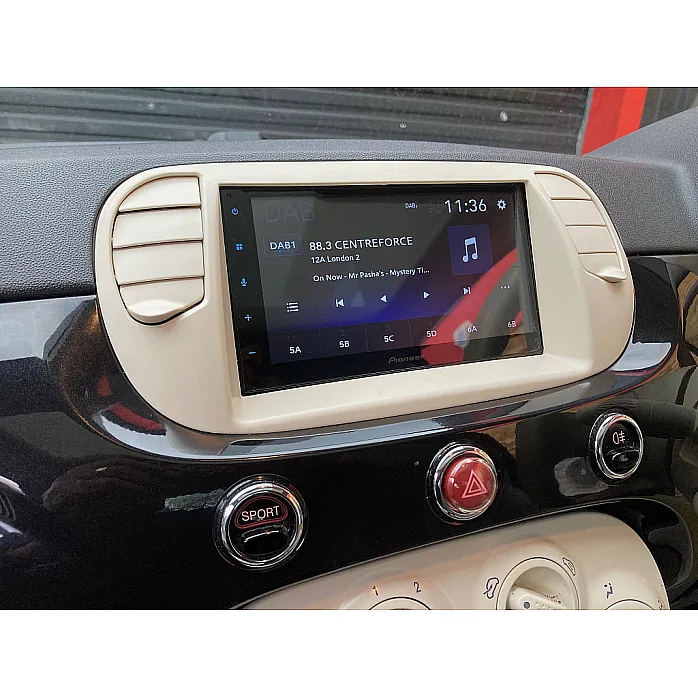 Fiat 500 2007 - 2015 Ivory Pioneer 6.8" Bluetooth Apple CarPlay DAB Stereo Upgrade Kit