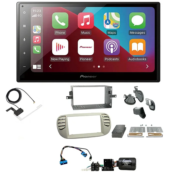 Fiat 500 2007 - 2015 Ivory Pioneer 6.8" Bluetooth Apple CarPlay DAB Stereo Upgrade Kit